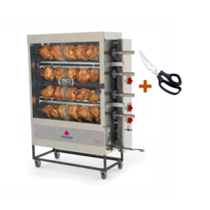 Assador de Frango Gás 4 Espetos Tubular Pr-623 Progás + Tesoura Multifuncional Tramontina